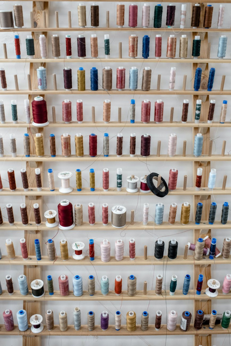 various types of thread for sewing inside store for needlework